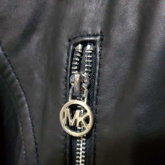 NWT Michael Kors Leather Jacket Moto Black Belt Long Asymmetrical Zip Sz XS READ - Picture 10 of 15